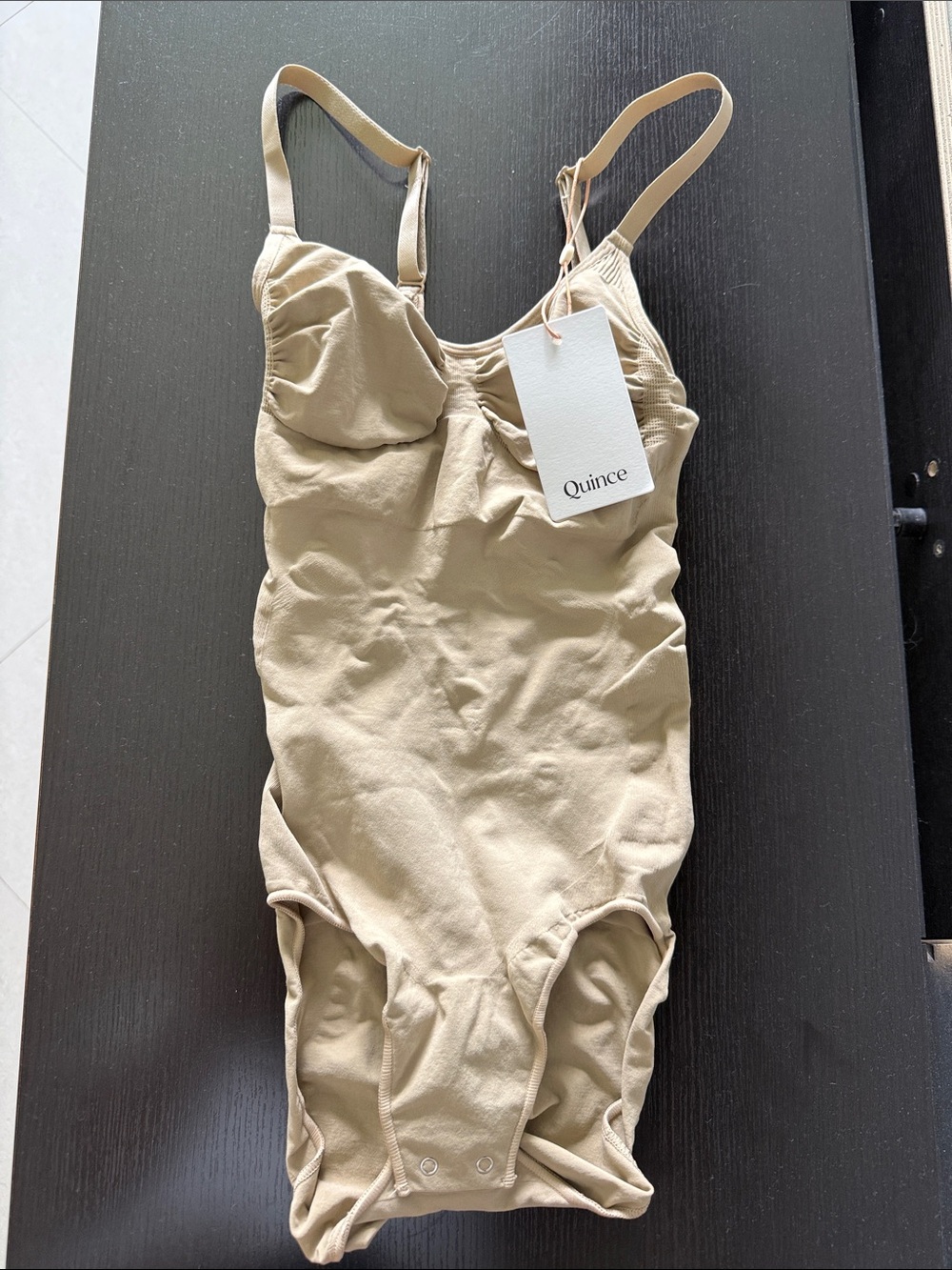 Quince Beige Sculpting Bodysuit medium NWT
